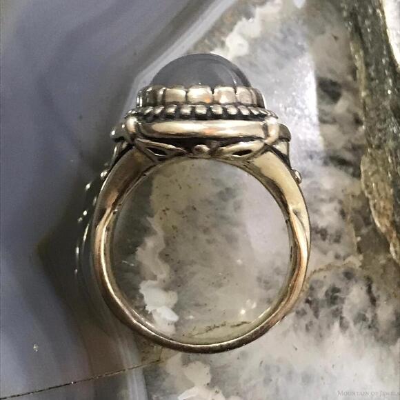 Carolyn Pollack Sterling Silver Oval Gray Agate Decorated Ring Size 9 For Women - Picture 8 of 10